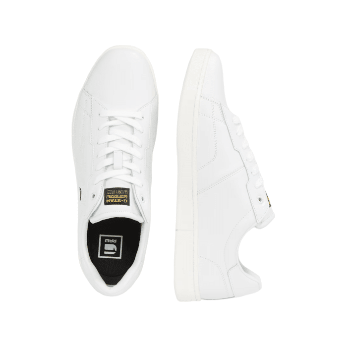 806 20A | The G Star Cadet Lea M in White combines timeless elegance with modern design, making it a versatile addition to any wardrobe. Crafted from high-quality leather, this sneaker ensures durability and comfort for everyday wear. Its clean, minimalist aesthetic and sleek silhouette effortlessly elevate any casual or semi-formal look.