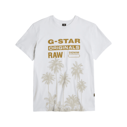 G Star Crew Palm Originals R T White