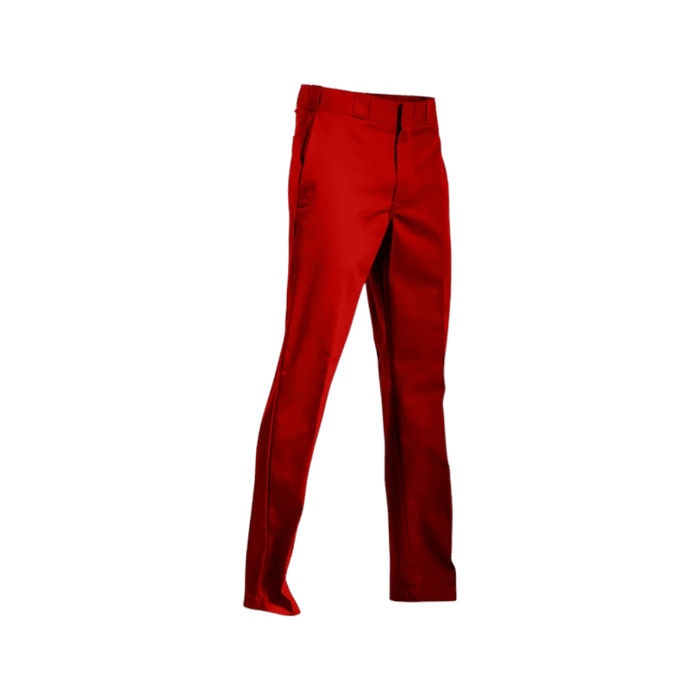 94 18A | The Dickies Trouser 847 Twill Work Pants in Red are rugged, comfortable work pants made from a durable twill blend, featuring a relaxed fit, wrinkle resistance, and multiple pockets for practical, everyday use.