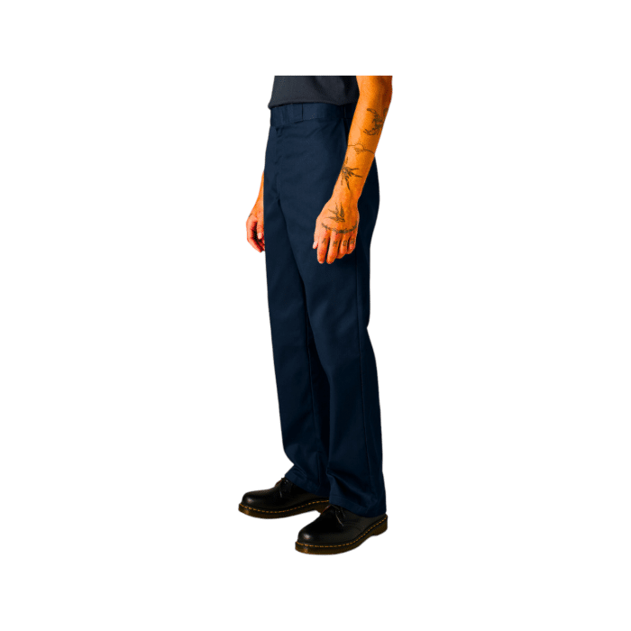 94 2B | The Dickies Trouser 847 Twill Work Pants in Navy are rugged, comfortable work pants made from a durable twill blend, featuring a relaxed fit, wrinkle resistance, and multiple pockets for practical, everyday use.