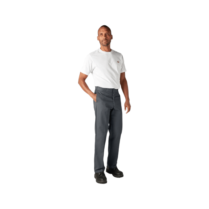 94 3B | The Dickies Trouser 847 Twill Work Pants in Silver Grey are rugged, comfortable work pants made from a durable twill blend, featuring a relaxed fit, wrinkle resistance, and multiple pockets for practical, everyday use.