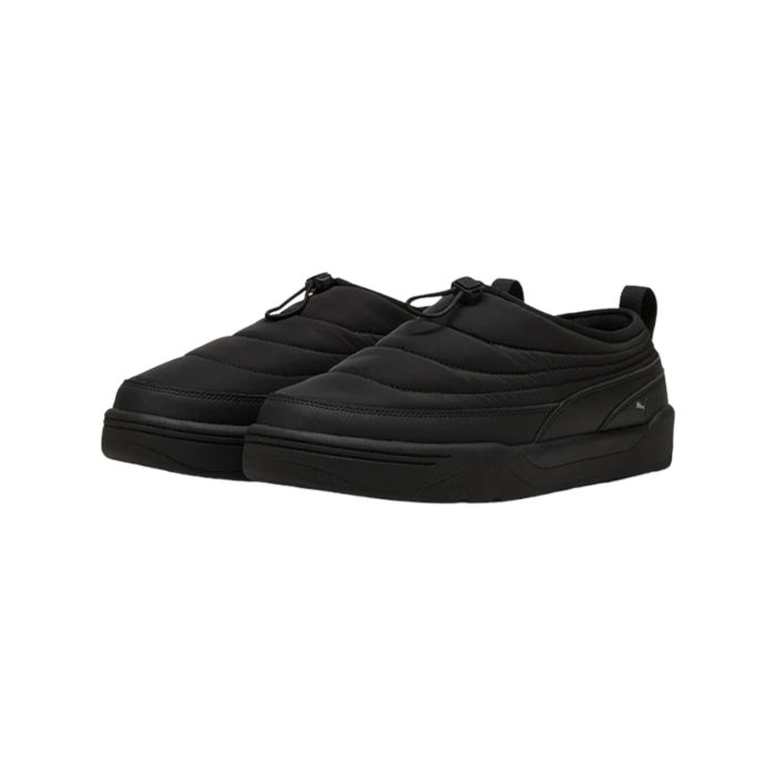 5 179B | The Puma Park Lifestyle Slip On in Black combines sleek style with ultimate convenience, featuring a durable canvas upper and comfortable cushioned insole. Perfect for any casual occasion, these versatile slip-ons offer effortless elegance and a secure fit with their elastic gore panels.