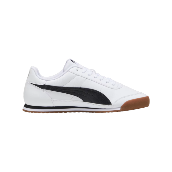 5 180A | The Puma Turino II sneakers in White, Black, and Gray offer a perfect blend of modern design and classic comfort. With a durable synthetic leather upper and cushioned insole, these versatile shoes provide exceptional support and style for any occasion.