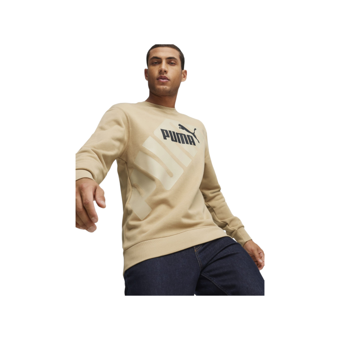 851 15B | The Puma Power Graphic Sweater in Tan offers the perfect blend of comfort and style, making it ideal for any occasion. Crafted from a soft, durable cotton-polyester blend, this sweater features the iconic Puma logo, ensuring you look effortlessly cool while staying cozy.