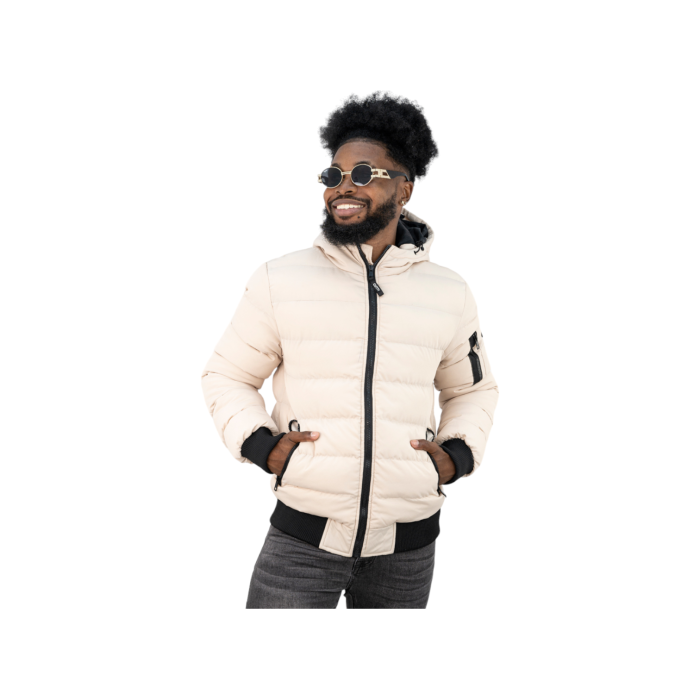 96 58A | The Cutty Frost Puffer Jacket in Beige combines warmth and style, featuring a sleek design and insulated padding for superior comfort. Perfect for cold weather, this durable jacket provides both functionality and a modern look, making it an essential addition to your winter wardrobe.