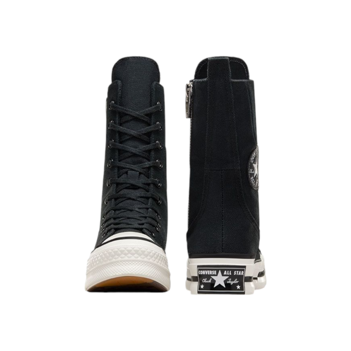 133 163C | Step up your sneaker game with the Converse Chuck 70 Plus X-Hi in sleek Black, featuring an extra-high silhouette that elevates the classic Chuck 70 design to new heights. With premium materials and enhanced cushioning, this bold shoe combines timeless style with modern comfort, making it perfect for any outfit or occasion.