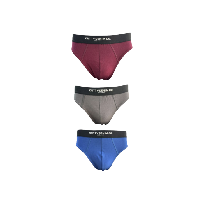 Cutty Cotton Briefs 3-Pack Maroon/Grey/Blue