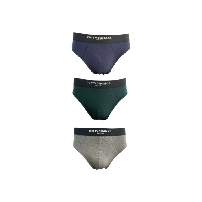 Cutty Cotton Briefs 3-Pack Grey/Navy/Emerald