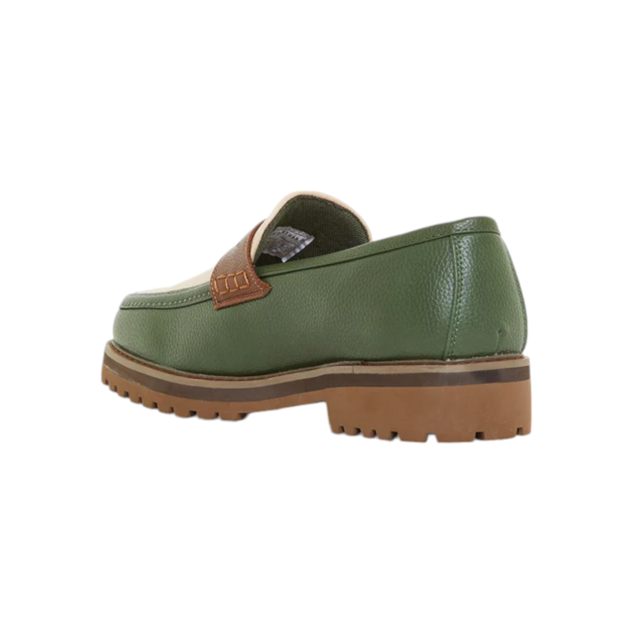 55 4B | Step into style with the Jonathan D Penny Moc PU Leather shoes in an eye-catching Olive and Cream color combination. Crafted from high-quality PU leather, these shoes offer a sleek and sophisticated look, perfect for both casual and semi-formal occasions.