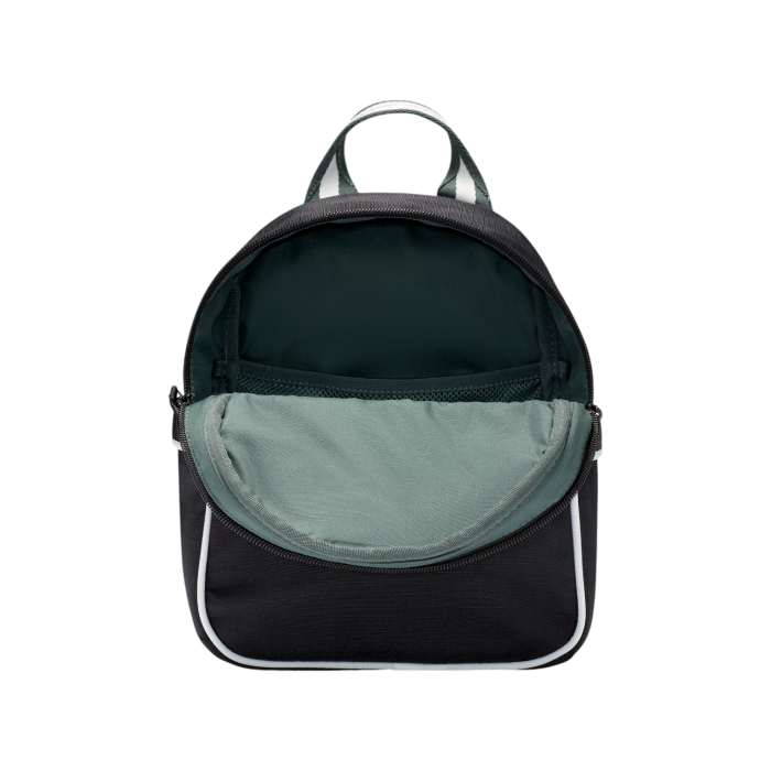 255 24B | The <em>Nike Futura 365 Mini Backpack</em> in Black/Green is a compact yet stylish accessory, perfect for daily essentials. With a 6-liter capacity, it offers just enough space to carry your must-haves, while maintaining a sleek and modern profile. Designed for both comfort and convenience, its durable material and adjustable straps ensure it fits seamlessly into your active lifestyle.