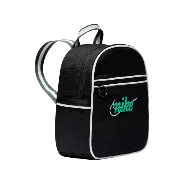 255 24C | The <em>Nike Futura 365 Mini Backpack</em> in Black/Green is a compact yet stylish accessory, perfect for daily essentials. With a 6-liter capacity, it offers just enough space to carry your must-haves, while maintaining a sleek and modern profile. Designed for both comfort and convenience, its durable material and adjustable straps ensure it fits seamlessly into your active lifestyle.