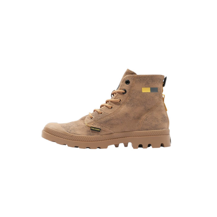 530 180A | The <em>Palladium Pampa Surplus</em> in Cannela Tan Colour combines rugged military-inspired design with modern versatility, making it an essential boot for adventurous spirits. Crafted from durable canvas with a warm tan hue, these boots offer both style and practicality, perfect for exploring the outdoors or enhancing urban outfits. With its sturdy rubber outsole and cushioned footbed, the <em>Palladium Pampa Surplus</em> ensures long-lasting comfort and reliable traction across any terrain.