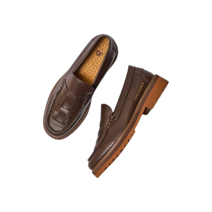 55 109C | The Jonathan D Parker PU Leather shoes in Brown color effortlessly combine sophistication and modern style, making them a versatile addition to any wardrobe. Crafted from high-quality PU leather with a sleek detail, these shoes offer a polished look that's perfect for both formal occasions and smart-casual outfits.