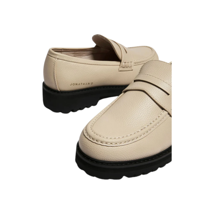 55 86A | Step into style with the Jonathan D Penny Moc PU Leather shoes in an eye-catching Cream color combination. Crafted from high-quality PU leather, these shoes offer a sleek and sophisticated look, perfect for both casual and semi-formal occasions.