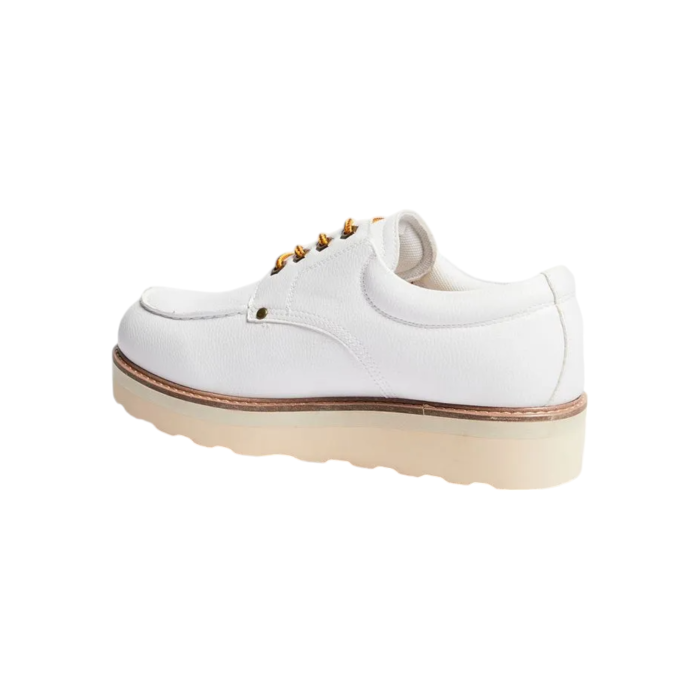 55 93A | The Jonathan D Landon Lace Up Sneaker PU Leather in White color effortlessly combine sophistication and modern style, making them a versatile addition to any wardrobe. Crafted from high-quality PU Leather with a sleek detail, these shoes offer a polished look that's perfect for both formal occasions and smart-casual outfits.