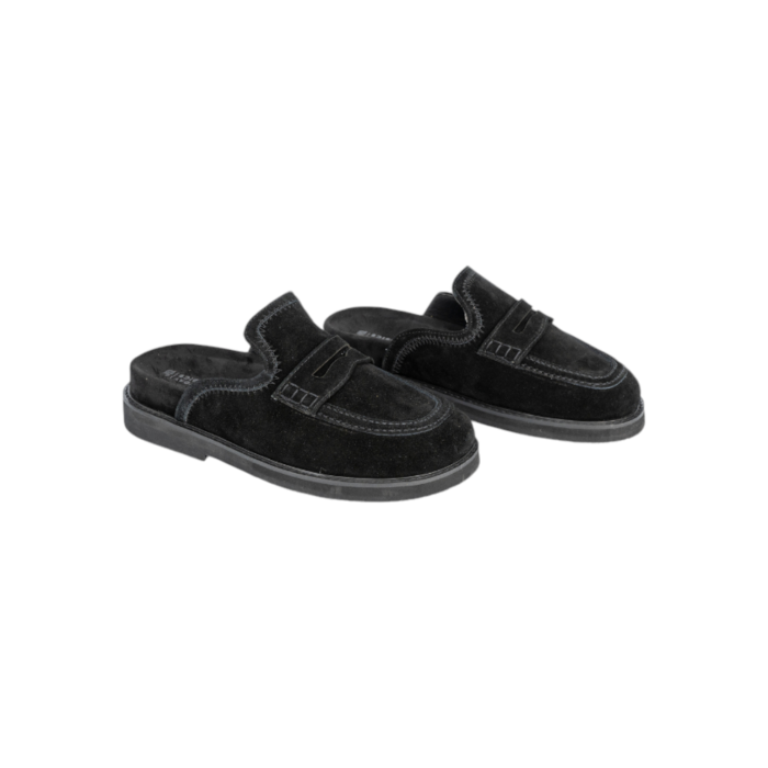 55 96A | The Jonathan D Maverick Slip On Sandal in Black is a sleek and versatile choice for any casual or semi-formal occasion. Crafted from premium PU Suede material, these sandals offer a sophisticated look with a soft, textured finish, ensuring both style and comfort throughout the day.