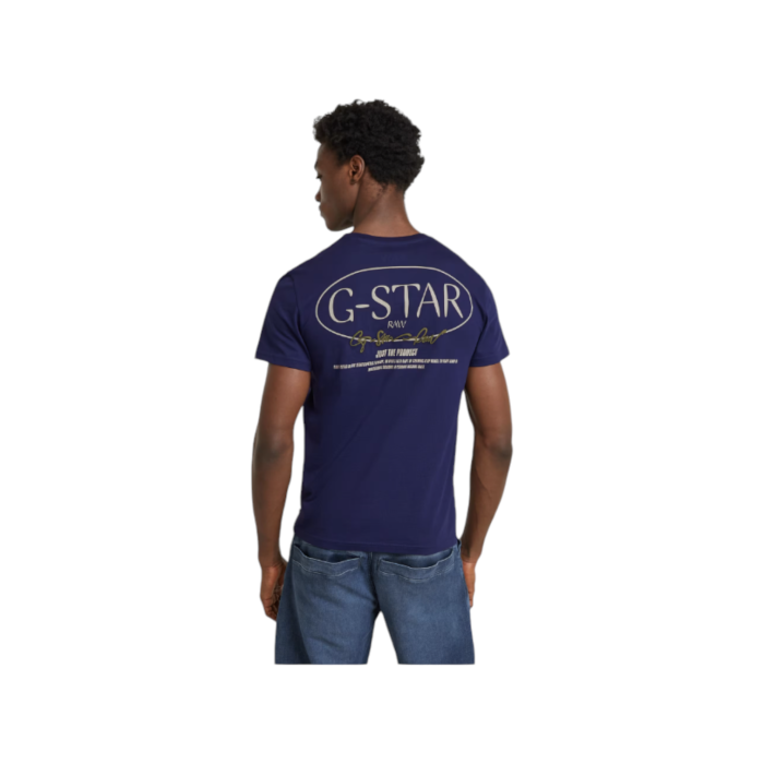 807 92C | The G Star Crew Circle Back Graphic R T in Dark Imperial Blue  is a stylish and versatile piece perfect for any wardrobe. Made from high-quality fabric, it offers a comfortable fit and a sleek look suitable for any occasion.