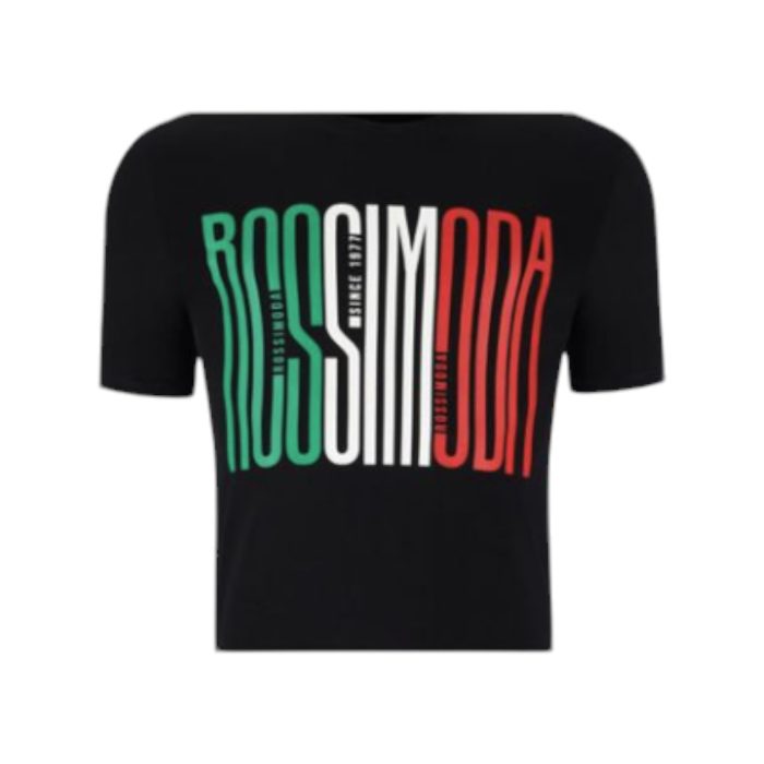 11 75 D | The <strong>Rossimoda Crew Tee Milano Homage</strong> in Black offers a sleek and sophisticated design that pays tribute to Milan’s iconic fashion scene, featuring a subtle graphic that adds a refined touch to its classic silhouette. Crafted from high-quality, breathable fabric, this tee ensures exceptional comfort and durability, making it perfect for all-day wear, whether you’re running errands or enjoying a night out. Its versatile style allows for effortless pairing with everything from jeans and sneakers to tailored trousers and blazers, making it a staple piece in any modern wardrobe.