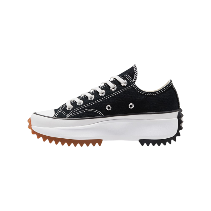 125 14A | Elevate your style with the Converse Chuck Taylor Run Star Hike Low in Black, featuring a bold platform sole that adds a modern twist to the classic silhouette. The crisp white sole provides a striking contrast to the rich black upper, making these sneakers a must-have for any fashion-forward wardrobe.