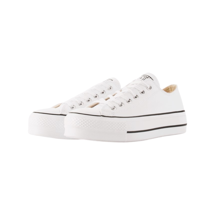 125 35A | Elevate your style with the Converse Chuck Taylor AS Lift Leather Platform Low in White, featuring a bold platform sole that adds a modern twist to the classic silhouette. The crisp white sole provides a striking contrast to the rich white upper, making these sneakers a must-have for any fashion-forward wardrobe.