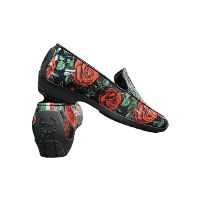 137 199C | The Rossimoda Slip On GT900 in Red and Green with a Navy Background combines luxurious gloss with a sleek, effortless design for ultimate comfort and style. Perfect for any occasion, these slip-ons offer a sophisticated touch to both casual and formal outfits.