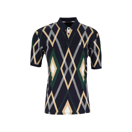 Polo Golfer Mercerised Argyle Print Navy