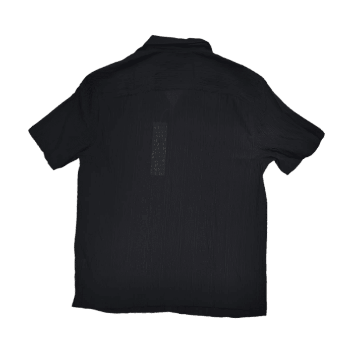 53 8A | The <em>Jonathan D Shirt Fabrizi </em>in <em>Black</em> with <em>crInkle Detailing</em> offers a sleek, modern design with a touch of classic sophistication. Made from high-quality fabric, this shirt ensures a comfortable, tailored fit that’s both breathable and versatile for various occasions. The clean white detailing against the deep black colour creates a sharp contrast, making it perfect for dressing up or down with effortless style.