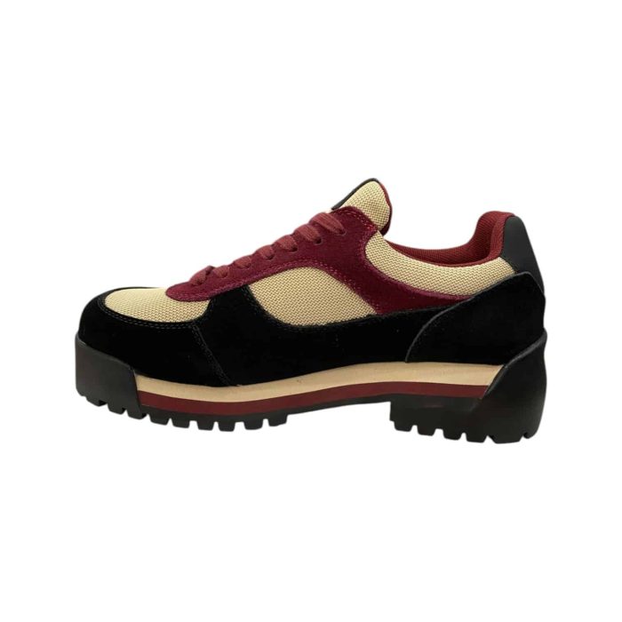 55 112A | The Jonathan D Sneaker in Jimmy Dusk Maroon/Black combines bold style and comfort, featuring a high-quality synthetic and suede upper in a striking maroon and black colorway that adds sophistication to any outfit. Its cushioned insole and breathable lining ensure all-day comfort, while the durable rubber outsole provides excellent traction and stability on various surfaces. With its sleek design and subtle stitching details, this sneaker transitions effortlessly from casual wear to more polished looks, making it a versatile and stylish addition to any modern wardrobe.