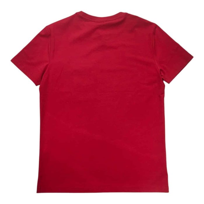 559 108 C rotated | The Enrico Coveri T-shirt with Button Pocket Logo in Red is a striking and stylish addition to any wardrobe, featuring a vibrant red hue that instantly draws attention and adds a bold pop of color to your outfit. Crafted from soft, breathable fabric, this T-shirt not only provides exceptional comfort for all-day wear but also incorporates a functional buttoned pocket on the chest, enhancing its design with practicality while showcasing Enrico Coveri’s signature attention to detail. With a relaxed fit and the iconic logo subtly placed near the pocket, this T-shirt effortlessly combines modern aesthetics and timeless appeal, making it a versatile piece that pairs beautifully with jeans, shorts, or layered under a jacket for a polished yet casual look.