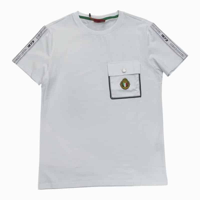 Enrico Coveri T-shirt Button Pocket Logo White