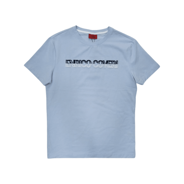 Enrico Coveri 3D Stitch Logo T-Shirt Light Blue/White