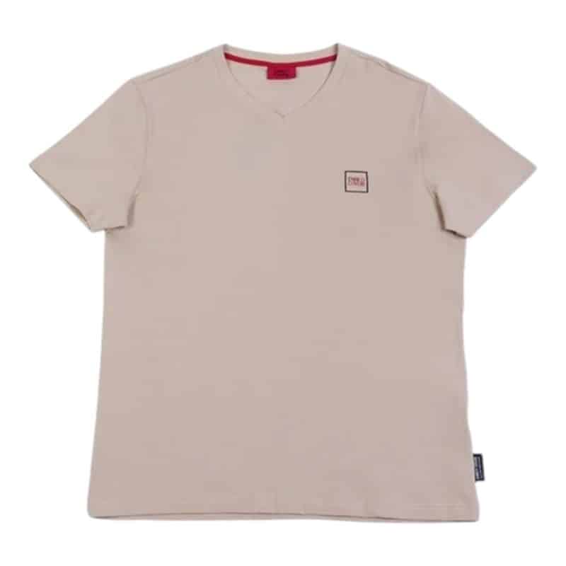 Enrico Coveri V-Neck T-shirt Mini Block Logo Khaki