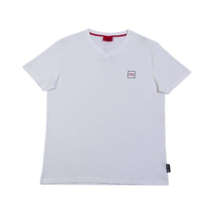 Enrico Coveri V-Neck T-shirt Mini Block Logo White