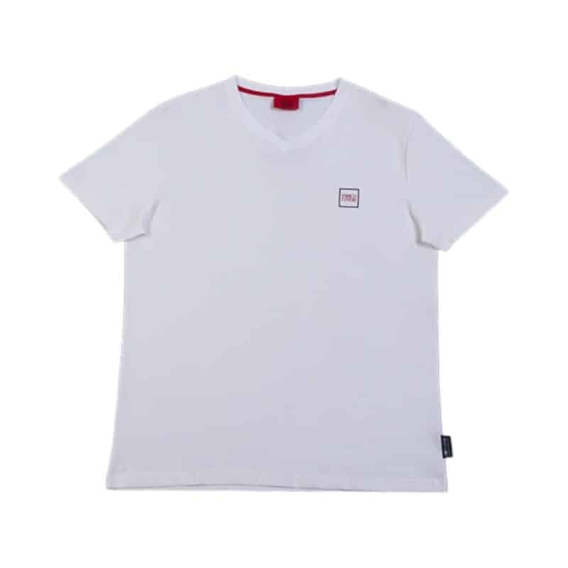 Enrico Coveri V-Neck T-shirt Mini Block Logo White