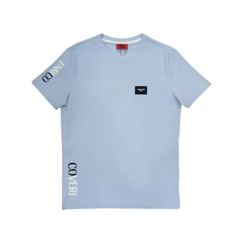 Enrico Coveri T-shirt Side Logo Print Light Blue