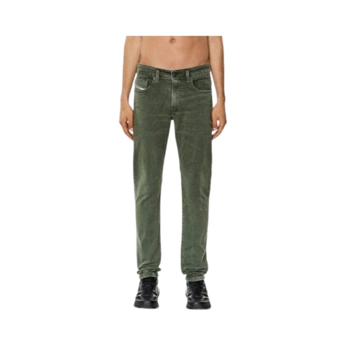 866 8 D 1 | The <em>Diesel Jeans Skinny 1979 Sleenker Oenak Olive</em> offers a sleek, contemporary fit that tapers from the thigh to the ankle, providing a flattering silhouette while maintaining comfort through its stretch fabric, which moves with you throughout the day. Featuring a unique Oenak Olive wash, these jeans bring a rich, earthy tone that pairs effortlessly with both neutral and bold colors, allowing for versatile styling whether you're dressing casually with a t-shirt and sneakers or elevating the look with a button-down and boots. The thoughtful design includes Diesel's signature elements like the five-pocket layout, premium hardware, and the iconic logo patch on the back waistband, ensuring these jeans blend style, durability, and timeless craftsmanship for everyday wear.