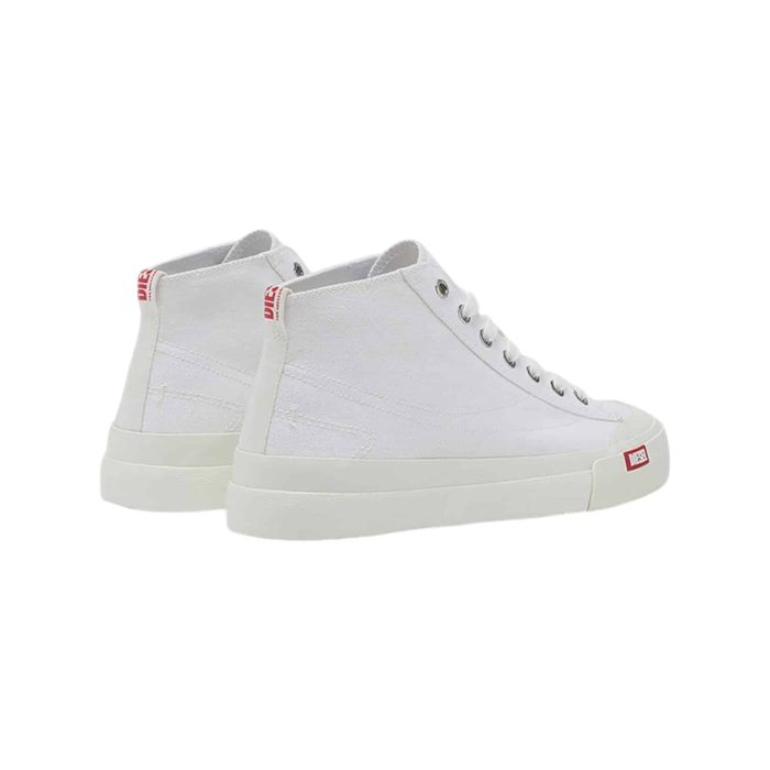 Diesel S Athos Mid Star White White2 | The Diesel S-Athos Mid Star in White/White is a contemporary sneaker that effortlessly combines sleek design with exceptional comfort, featuring a premium leather and textile upper that ensures both durability and breathability for everyday wear. Its mid-top silhouette not only provides added ankle support but also enhances stability, making it an ideal choice for both casual outings and active lifestyles, while the cushioned insole guarantees all-day comfort as you navigate your daily adventures. With its minimalist all-white aesthetic, this versatile sneaker complements a wide range of outfits, allowing you to transition seamlessly from day to night without compromising on style or comfort.