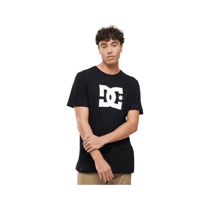 1090 4A | The DC Shoes T Shirt Star Logo S/S in Black/White blends comfort and style effortlessly, featuring a crisp white DC star logo against a sleek black background for a sharp, urban look. Made from 100% premium cotton, this tee provides a soft, breathable feel perfect for all-day wear and versatile layering across seasons. Its relaxed fit and classic crew neck design make it easy to pair with jeans, shorts, or jackets, making it an essential piece for anyone who values durable, skate-inspired fashion with a modern edge.