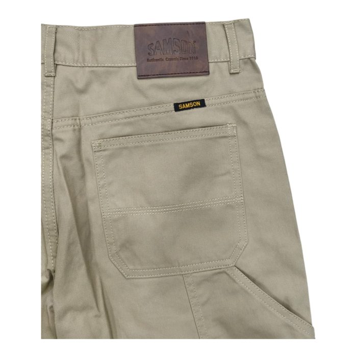 518 2 C | The Samson Shorts Buxley Painter Khaki combine rugged utility with classic style, crafted from durable cotton twill in a versatile khaki shade that suits any casual or outdoor setting. Featuring multiple pockets, including a painter’s loop and extra tool compartments, these shorts offer ample storage for essentials, making them perfect for work or leisure. With a relaxed mid-rise fit and breathable fabric, they provide all-day comfort and freedom of movement, ensuring you’re ready for any activity in style.