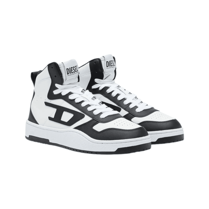 861 64A | The Diesel S-Ukiyo V2 Mid Black/White sneakers combine bold design with modern comfort, featuring a striking black and white color-blocked upper that adds a stylish edge to any outfit. Crafted from durable synthetic materials with a cushioned insole, these mid-top sneakers provide both support and all-day comfort, making them ideal for city adventures or casual outings. With a secure lace-up closure and Diesel’s signature branding, the S-Ukiyo V2 Mid Black/White offers a perfect balance of fashion and functionality for the style-conscious individual.