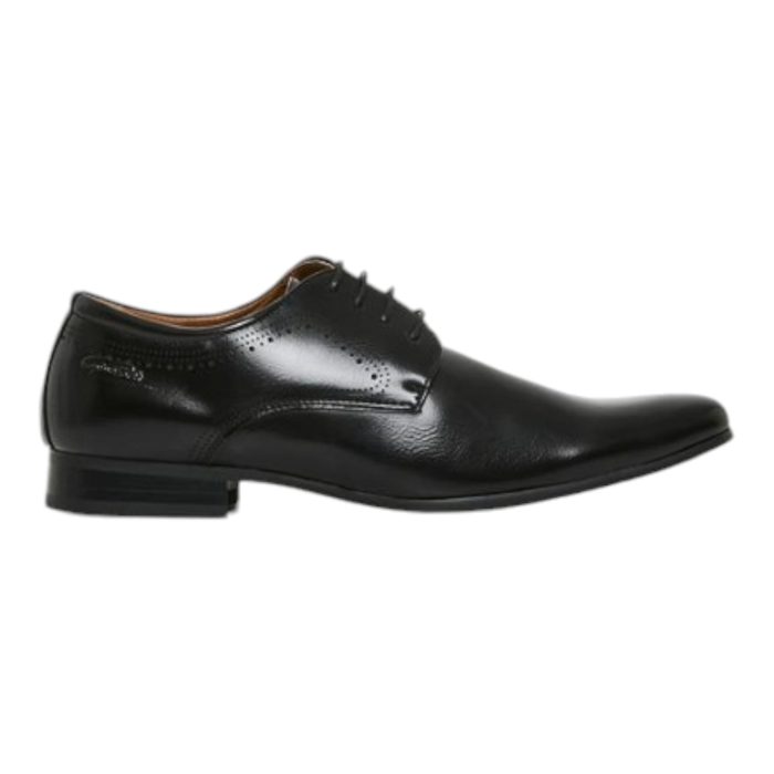 970 28 B | The Gino Paoli Mikel Lace Up Black combines timeless elegance with modern comfort, making it the perfect choice for both formal occasions and refined everyday wear. Crafted from premium black leather, this shoe features a polished finish and a classic lace-up design that ensures a secure, customizable fit while adding sophistication to any outfit. With a cushioned insole for lasting comfort and a durable outsole for reliable traction, the Mikel Lace Up Black seamlessly balances style and functionality for the discerning, modern man.