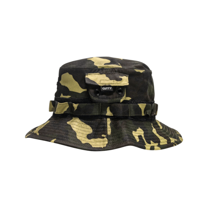 12 17B | The Cutty Bucket Hats Egan in camouflage combines bold style with practical utility, featuring a durable design that offers excellent sun protection while making a standout statement. Perfect for outdoor adventures, casual outings, or adding an edge to your streetwear, this versatile hat ensures comfort and style wherever you go.