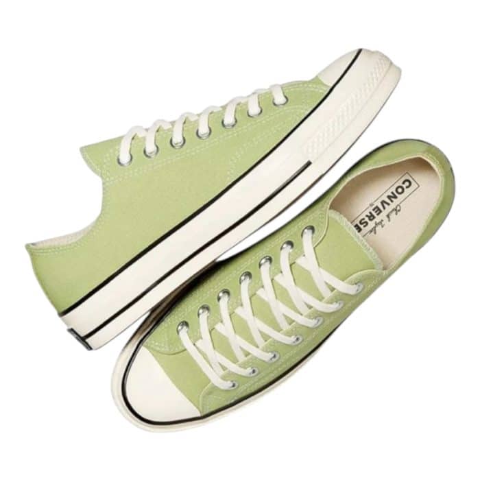 126 79 C | <hr /> The Converse Chuck 70 Low in Vitality Green, Egret and black effortlessly merges vintage charm with modern flair, making it a standout choice for any sneaker enthusiast. Its vibrant Vitality Green canvas upper is complemented by an Egret-colored midsole, delivering a bold yet balanced aesthetic that’s perfect for adding personality to any outfit. Crafted with premium materials, enhanced cushioning, and a timeless silhouette, this shoe provides exceptional comfort and durability, ensuring it remains a versatile and stylish staple for years to come.