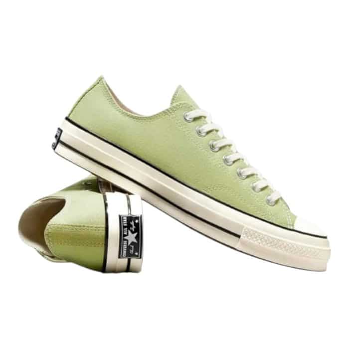 126 79 E | <hr /> The Converse Chuck 70 Low in Vitality Green, Egret and black effortlessly merges vintage charm with modern flair, making it a standout choice for any sneaker enthusiast. Its vibrant Vitality Green canvas upper is complemented by an Egret-colored midsole, delivering a bold yet balanced aesthetic that’s perfect for adding personality to any outfit. Crafted with premium materials, enhanced cushioning, and a timeless silhouette, this shoe provides exceptional comfort and durability, ensuring it remains a versatile and stylish staple for years to come.