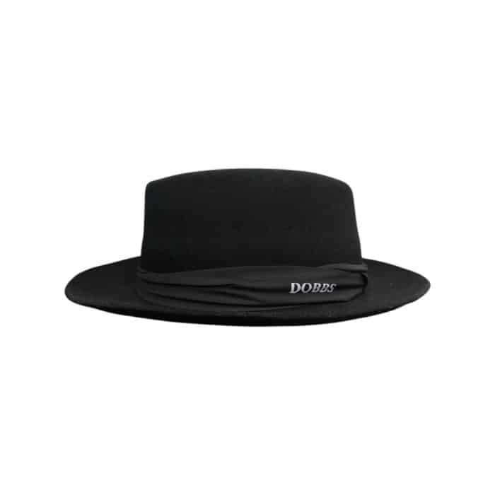 750 4A | The Dobbs Hat Frank Felt Black is a timeless fedora crafted from premium felt, offering a perfect blend of durability and luxury. With its sleek black finish, structured brim, and classic pinch-front crown, this hat exudes sophistication and pairs effortlessly with both formal and smart casual ensembles. Designed for comfort and style, it features a soft interior sweatband and lightweight construction, making it an ideal accessory for any occasion where elegance and practicality are essential.