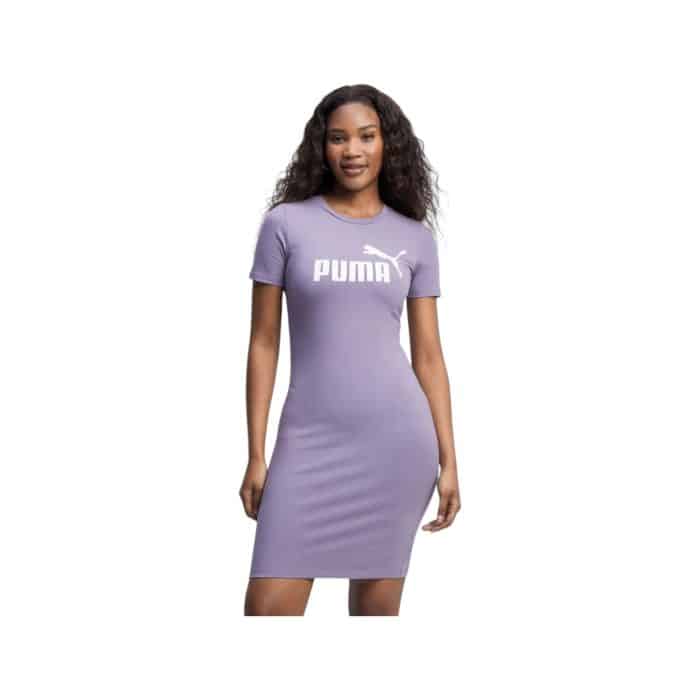 995 8 B | The Puma Dress Tee Ess in Pale Plum combines sporty chic with everyday elegance, offering a relaxed fit and soft, breathable fabric for all-day comfort. Its minimalist design, featuring a flattering straight-cut silhouette, crew neckline, and iconic Puma logo, makes it perfect for casual outings or dressing up with accessories. Versatile and timeless, this tee dress transitions effortlessly from laid-back errands to social gatherings, ensuring you look stylish and feel at ease wherever you go.