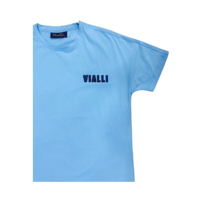 WhatsApp Image 2024 12 10 at 11.25.11 AM 1 Photoroom | The Vialli Ibiza T-Shirt in Baby Blue combines premium comfort with sleek style, featuring breathable cotton and a tailored slim fit. Its subtle branding and refreshing hue make it a versatile choice for any casual or smart-casual look.