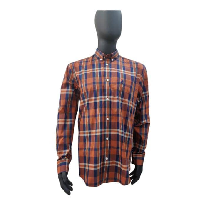 Polo Shirt L/S Relaxed Fit Weekender Bold Check Orange