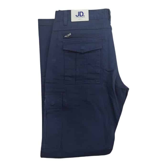 331 43 D rotated | The JD Chino Evan Navy offers a perfect combination of comfort and style, crafted from a high-quality cotton-elastane blend that ensures a soft, flexible fit while maintaining a sleek, modern silhouette. With its rich navy color, these chinos are versatile enough to pair with both casual and semi-formal outfits, making them an essential piece for any wardrobe. Designed with attention to detail, they feature a smooth, slim cut, sturdy stitching, and a clean finish, ensuring both durability and a polished look for any occasion.