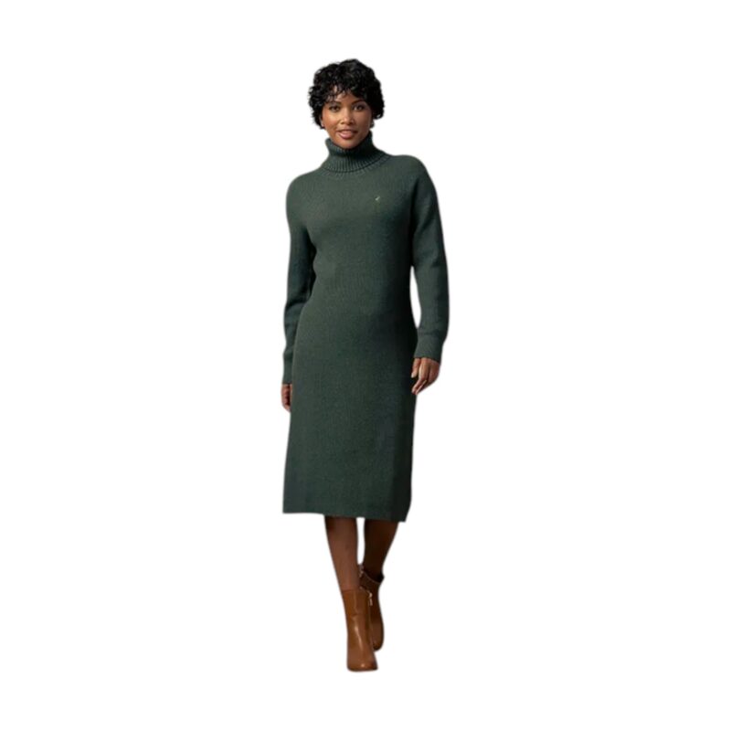 Polo Knit Roll Neck Dress in Olivia Green